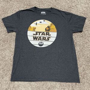 Star Wars Shirt Mens Grey Large The Last Jedi BB-8 Circle Desert Badge Fifth Sun
